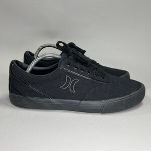 Hurley Arlo Shoes Men's Size 9.5 Black Canvas Low Lace Up Skateboarding Sneakers